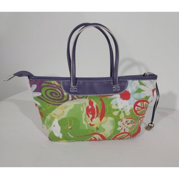 Purse Small Tracie Godi Goove Boho Floral Bag Lime Green Purple Vintage 1990 - Picture 8 of 15